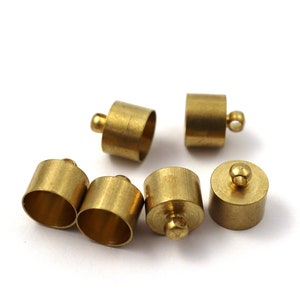 9x10 mm Raw Brass Capsule, Tube End Cap, Capsule With Loop, End Cap, Cord End