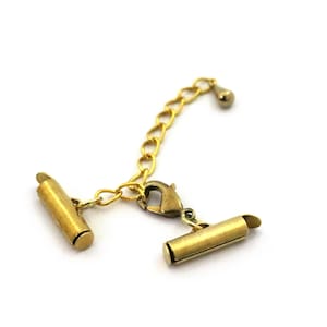 Miyuki Slide Tube End Set con cadena extensora, tubos de extremo de latón crudo de 4x15 mm para Miyuki, conectores de pulsera, tapas de extremo deslizante, pulseras