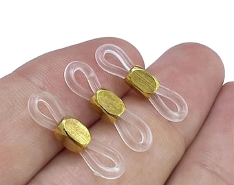 24k Gold Plated Eyeglass Holders, Rubber Ends Eyeglasses Holder, Eyeglass Chain Holder, Rubber Glasses Holders, Eyeglass Chain End (20 mm)