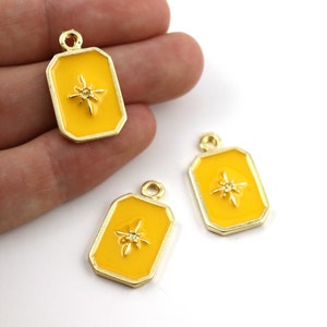 15x25 mm 24k Shiny Gold Plated Enamel Pole Star Charms, Pole Star Pendant, Pole Star Earring, Gold Plated Enamel Jewelry Supplies, M1093