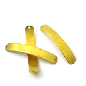 0.80x8x47 mm Raw Brass Curved Rectangular Stamping Blanks, Oval Rectangular, Curved Bracelet, Rectangle Connectors, Rectangular Blanks