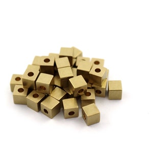 5x5 mm Raw Brass Square Cube Beads, Cube Findings, Solid Cube Beads, Cube Charm, Cube Shape Findings, Brass Cube
