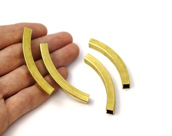 Tubo curvo de latón crudo de 7x7x60 mm, hallazgos de tubo, perla de tubo de pulsera de collar, tubo curvo, conectores de tubo, hallazgos de cuentas de tubo, tubo