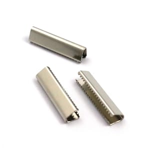 6x25 mm Silver Color Brass Ribbon Crimp End, Ribbon Fasteners, Ribbon Crimp Ends Without Loop, Clasp, Findings, Ribbon End, Ribbon Clasp