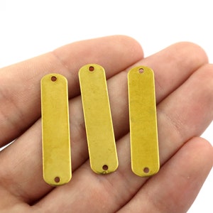 0.80x8x35 mm Raw Brass Oval Rectangular, Rectangular Connectors, Personalized Tag Bar, Oval Rectangular Findings