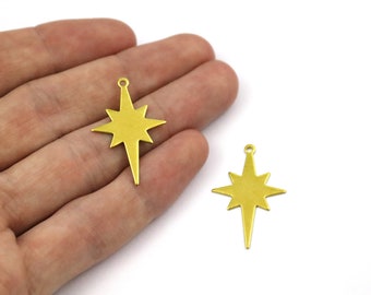 0.80x20x31 mm Raw Brass Pole Star Charm, Pole Star Findings, Pole Star Shape Findings, Pole Star Shape Charms, Raw Brass Findings, Pendant