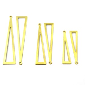 Raw Brass Triangle Charms With 1 Hole, 3 Different Size Brass Triangle Findings, Triangle Blanks, Triangle Shape Charms, Geometric Findings