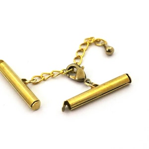 Miyuki Slide Tube End Set con cadena extensora, tubos de extremo de latón crudo de 4x25 mm para Miyuki, conectores de pulsera, tapas de extremo deslizante, pulseras