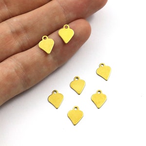 0.5x8x10 mm Raw Brass Heart Charm, Heart Findings, Heart Shape Findings, Heart Shape Charms, Raw Brass Findings, Jewelry Making, Brass Charm