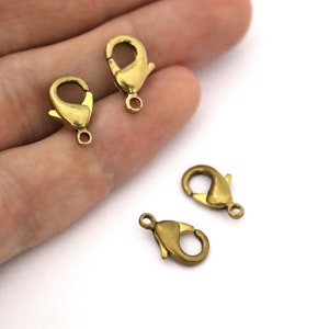 8x14 mm Raw Brass Lobster Clasps, Lobster Claw, Claw Clasps, Lobster Clasp Findings, Clasp, P03