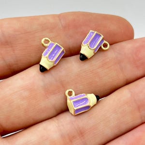 Gold Plated Pencil Charm, 3D Simulated Charms, Enamel Charm, DIY Necklace Bracelet Supplies, Jewelry Making Accessories