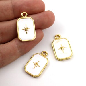 15x25 mm 24k Shiny Gold Plated Enamel Pole Star Charms, Pole Star Pendant, Pole Star Earring, Gold Plated Enamel Jewelry Supplies, M1096