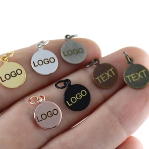 Custom Laser Engraved Logo Tag, Custom Jewelry Tag, Personalized Logo, Jewelry Logo Charm, Custom Logo Charm, Metal Jewelry Tag - 10 mm L403