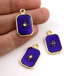 15x25 mm 24k Shiny Gold Plated Enamel Pole Star Charms, Pole Star Pendant, Pole Star Earring, Gold Plated Enamel Jewelry Supplies, M1095