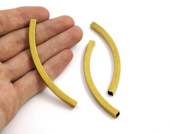 5x5x80 mm Perlas de tubo curvo de latón crudo, Hallazgos de tubo, Perla de tubo de pulsera de collar, Tubo curvo, Conectores de tubo, Hallazgos de cuentas de tubo, Tubo