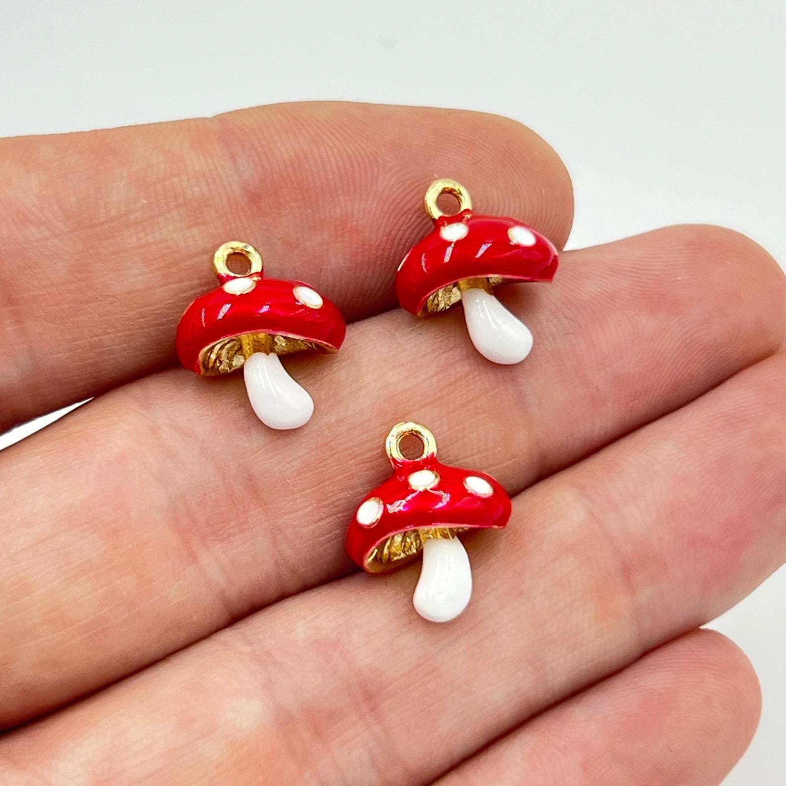 Gold Plated Mushroom Charm, Fruit Charm, 3D Simulated Charms