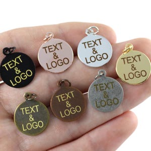 Custom Laser Engraved Logo Tag, Custom Jewelry Tag, Personalized Logo, Jewelry Logo Charm, Custom Logo Charm, Metal Jewelry Tag - 16 mm L405
