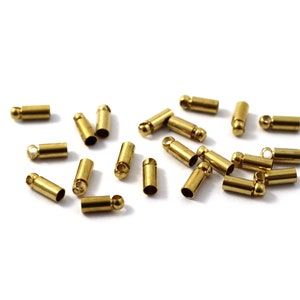 2.5x7 mm Raw Brass Capsule, Tube End Cap, Capsule With Loop, End Cap, Cord End
