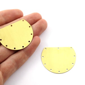 0.50x32x40 mm Raw Brass Semi Circle Charm, Half Round Shape Findings With Multi Hole, D Shape Findings, Half Round Charm, Semi Circle Blanks