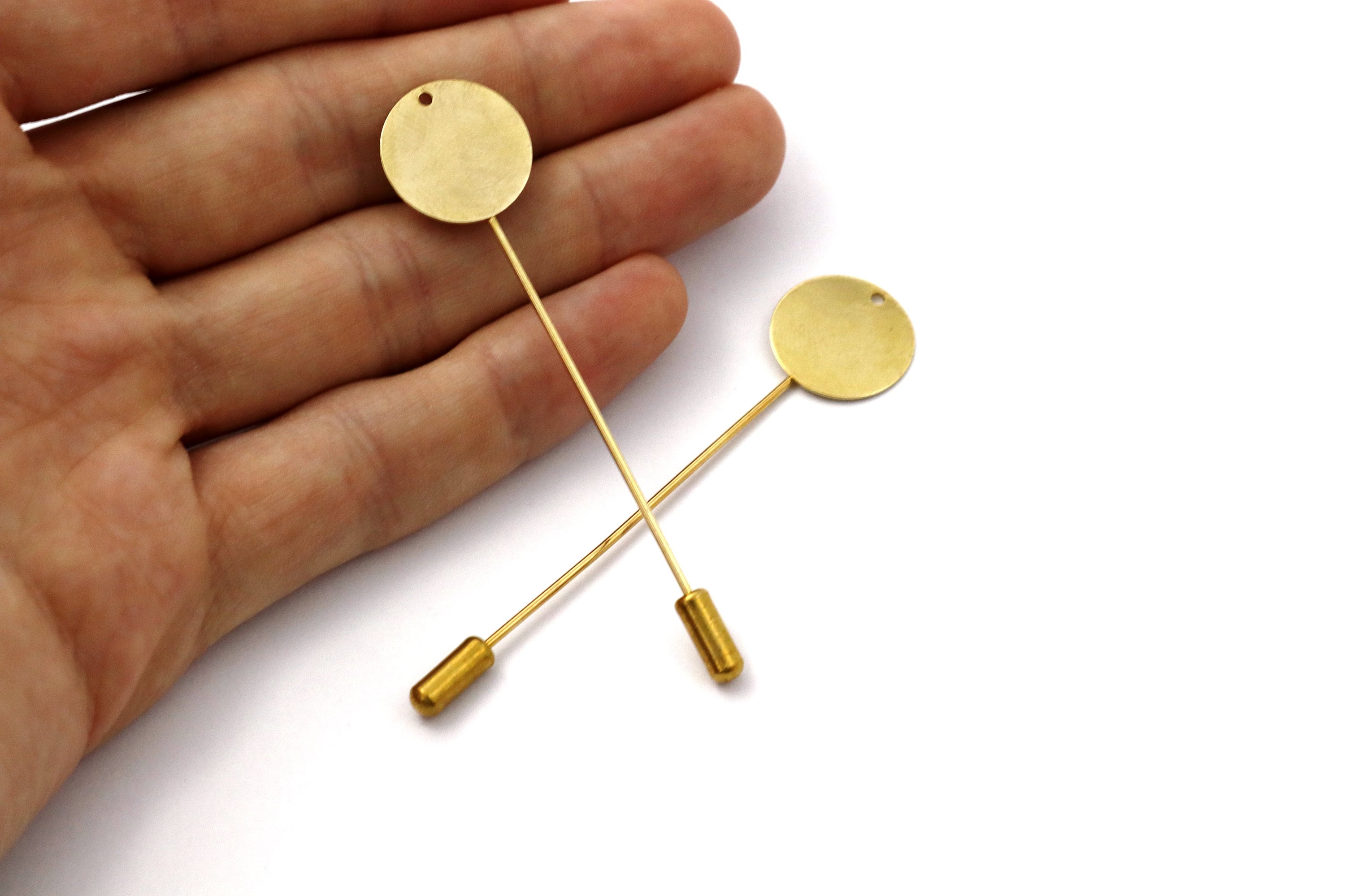 Gold Color Brass Lapel Pin, Brooch, Stick Pin, 16 Mm Round Stamp