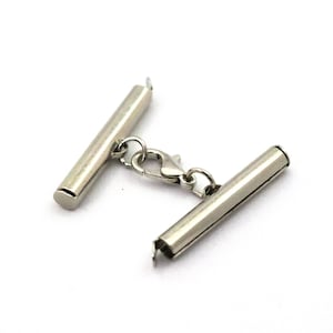 Miyuki Slide Tubes End Set, 4x25 mm Color plateado Latón Slide End Tubes para Miyuki, Conectores de pulsera, Slider End Caps, Hallazgos, Pulseras