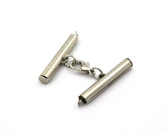 Miyuki Slide Tubes End Set, 4x25 mm Silver Color Brass Slide End Tubes for Miyuki, Bracelet Connectors, Slider End Caps, Findings, Bracelets