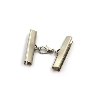 Ribbon Crimp End Set, 6x30 mm Silver Color Brass Ribbon Crimp, Ribbon Fasteners, Ribbon Ends, Findings, Connectors, Ribbon Connectors