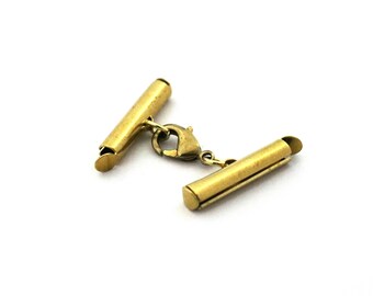 Miyuki Slide Tubes End Set, 4x20 mm Raw Brass Slide End Tubes for Miyuki, Bracelet Connectors, Slider End Caps, Findings, Bracelets