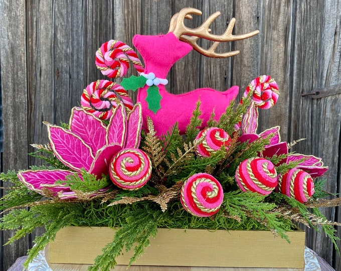 Elegant Christmas Centerpiece for Holiday Tablescape, Deer and