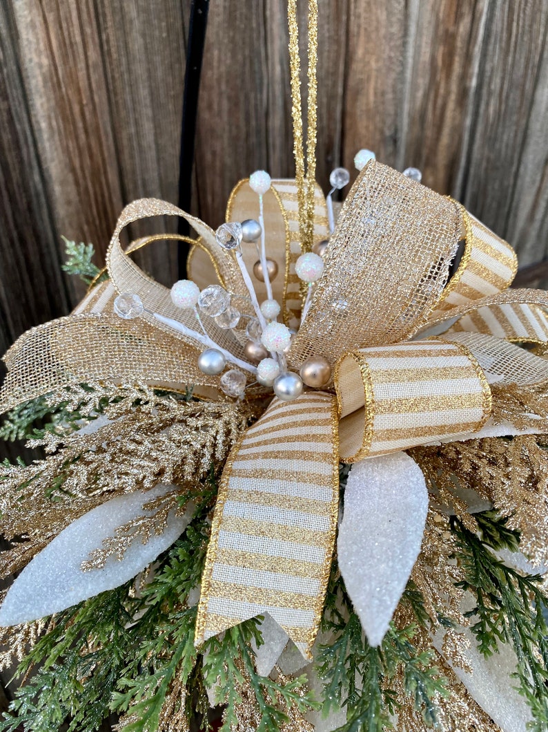 Elegant Hanging Christmas Kissing Ball on Large Gold Ornament Etsy