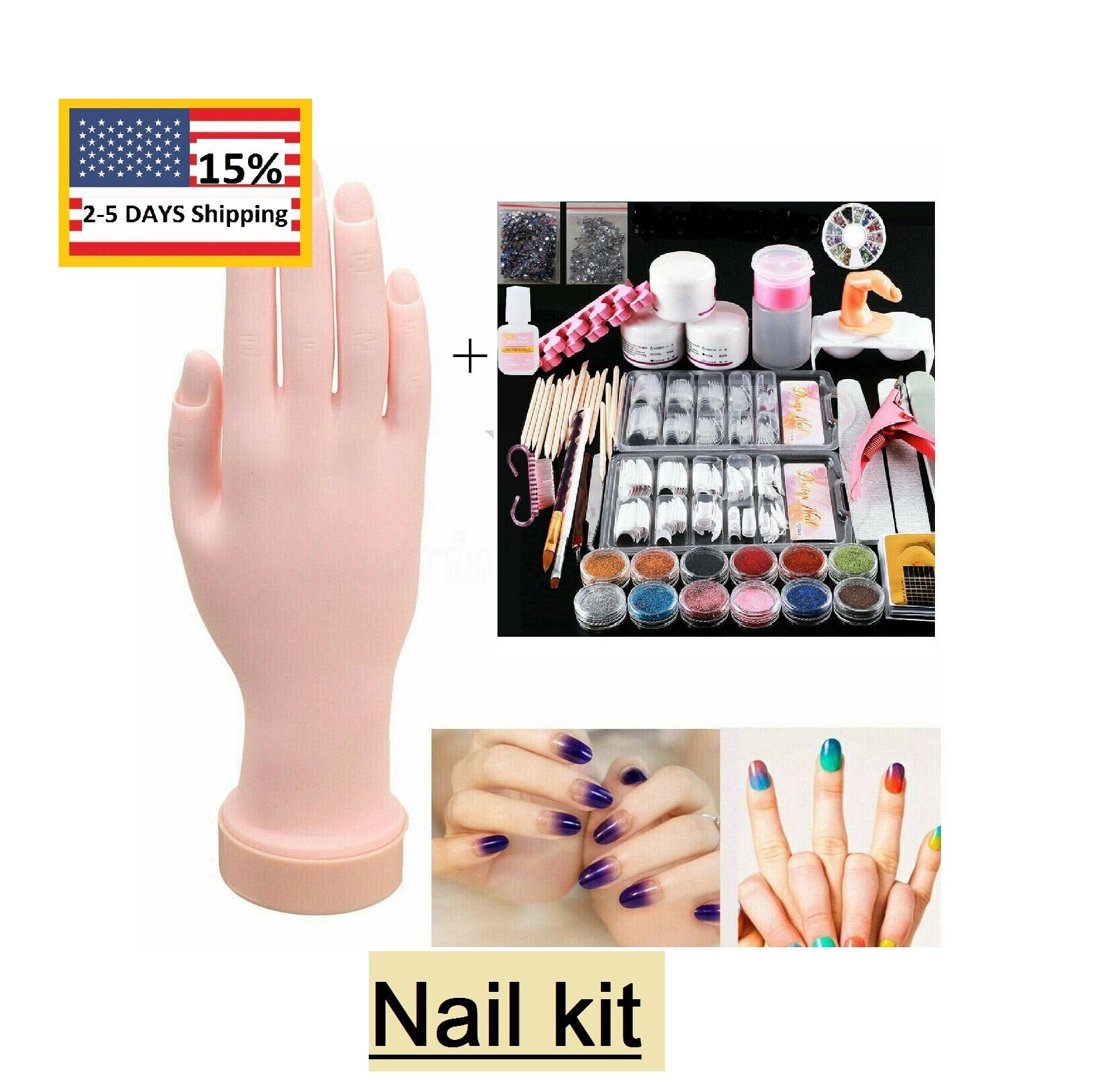 USA 25 DAYS Shipping/ Acrylic Nail Kit with drill and lamp/ Etsy
