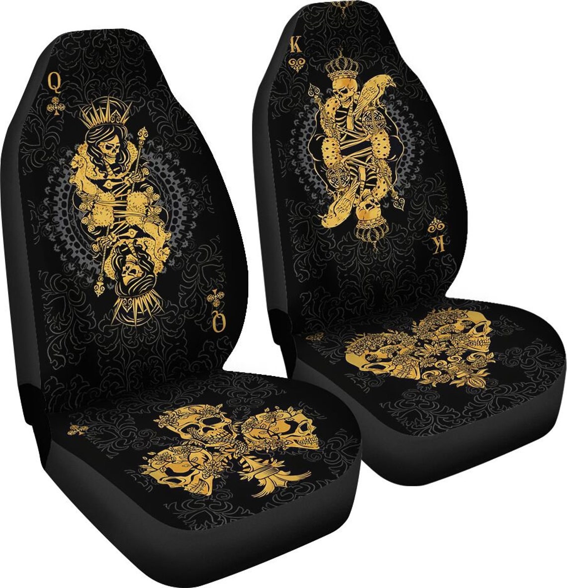 Skull Qk Seat Covers Customize Cover Nice Decor Print Set Etsy