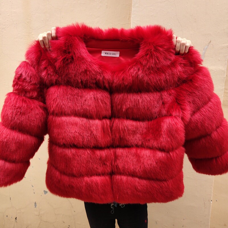 Slim Short Faux Fur Jacket Coat for Her Winter Fur Coat - Etsy