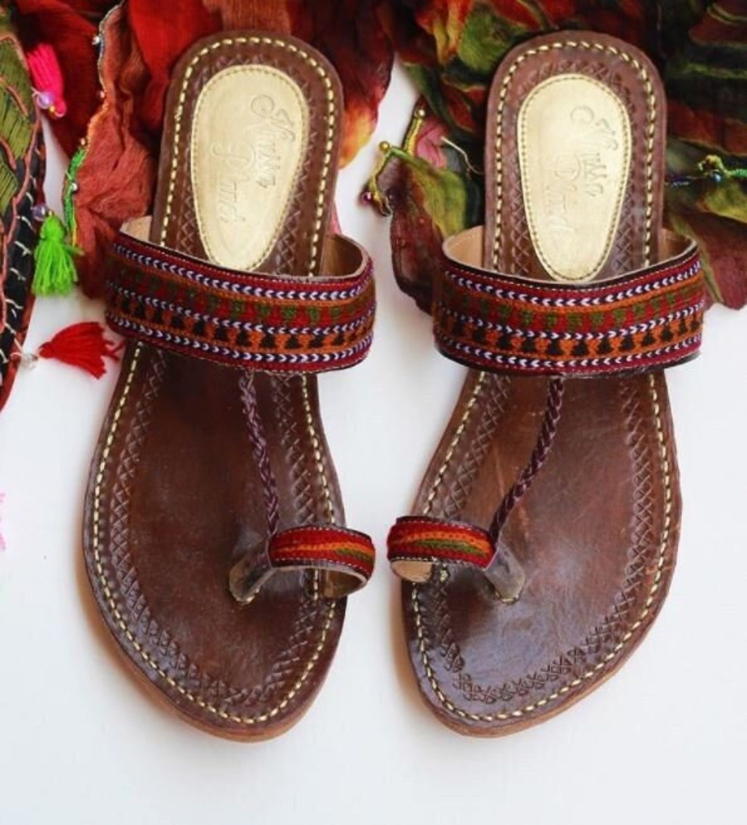 Handmade Genuine Leather Kohlapuri Chappals for Women Hippie - Etsy