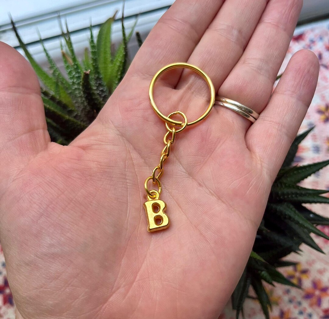Personalised Gold Initial Keyring - Alphabet Letter Charm - Etsy UK