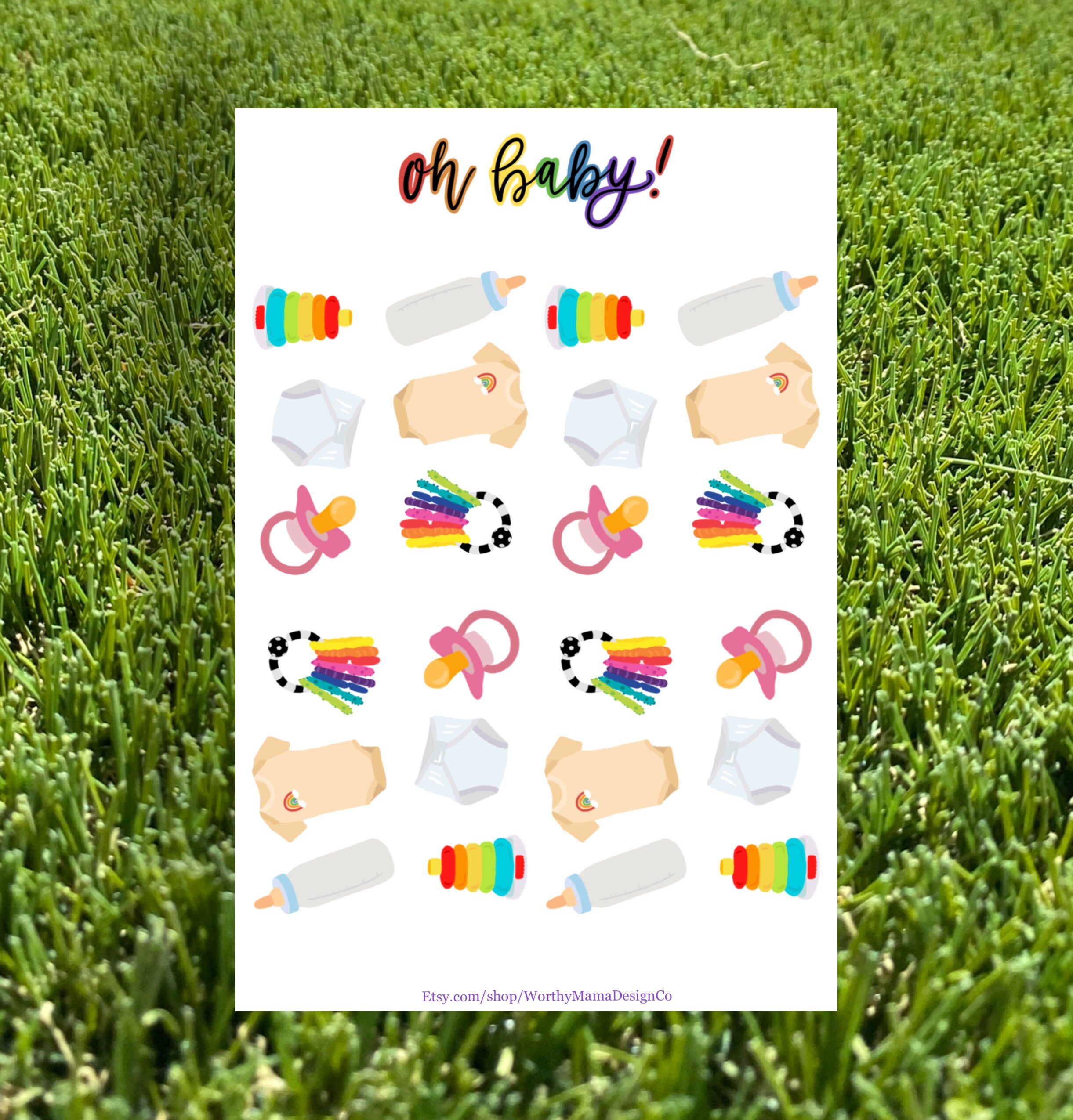 Oh Baby Baby Items Sticker Sheet Etsy