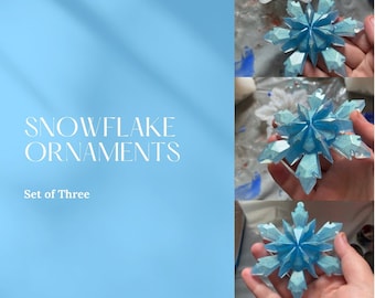 Custom Snowflake Christmas Ornaments- Christmas Tree decorations- Christmas Ornaments- Snowflake decor - Accents - Set of three