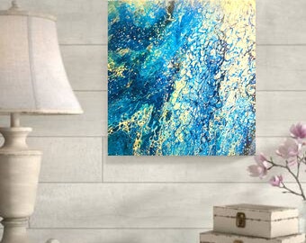 Bubbles - 12"x12" Abstract Acrylic Fluid Artwork Flip Cup