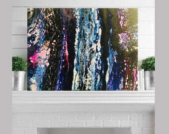 Galactic - 12"x16" Abstract Acrylic Fluid Artwork Dirty Pour