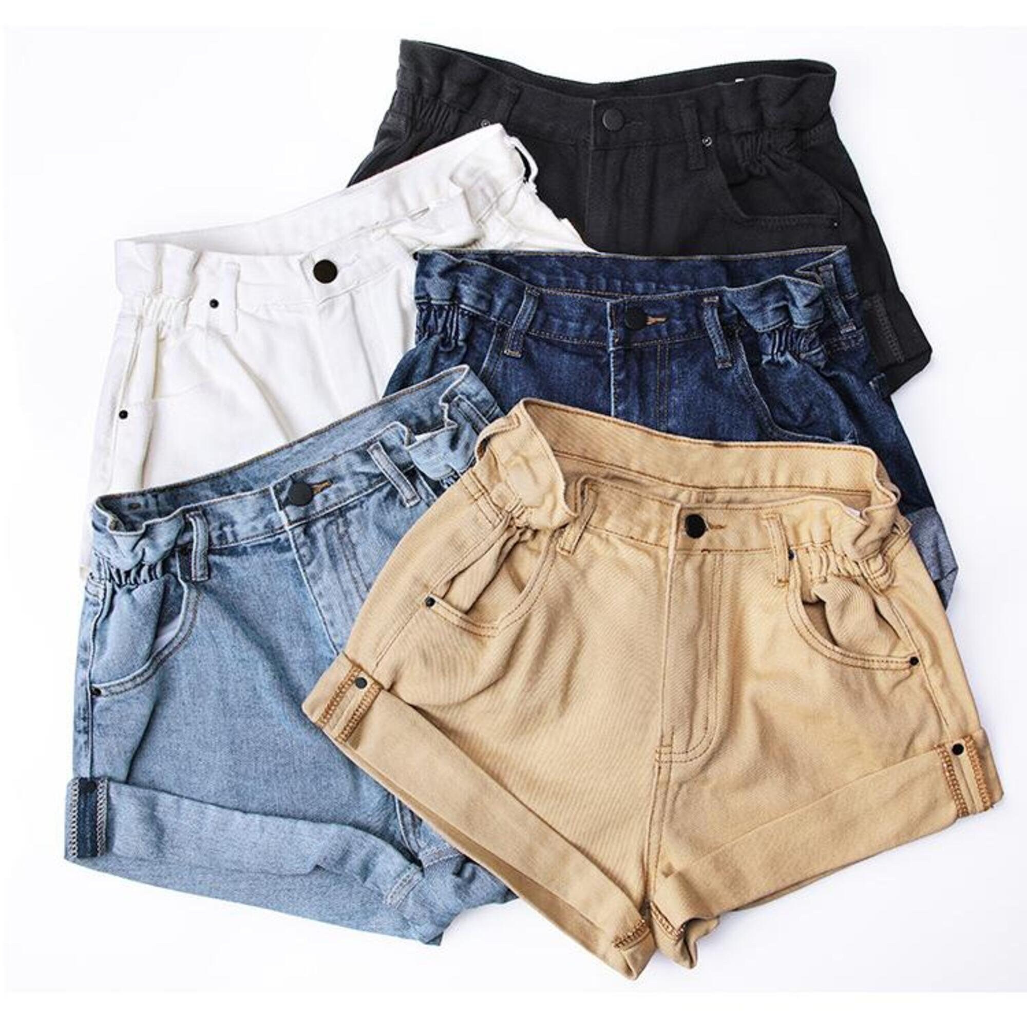 Vintage High Waist Denim Shorts Rolled 