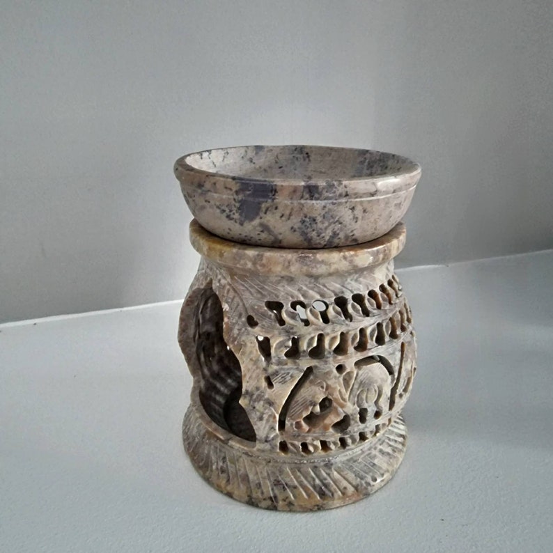 Carved Natural Soap Stone Oil Burners 4in image 5