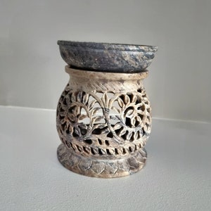 Carved Natural Soap Stone Oil Burners 4in Flower