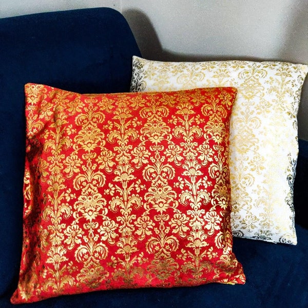 Red Gold or White Gold silk cushion covers Christmas Decor Living Room Glamour Decorative cushions Bed Pillows
