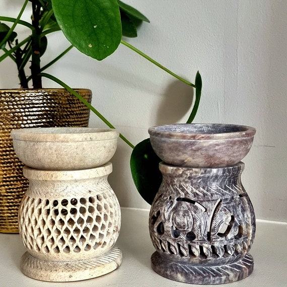 Soap Stone Oil Burner 3in Elephant Jaali Design Natural - Etsy