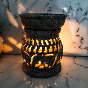 Carved Natural Soap Stone Oil Burners 4in image 4