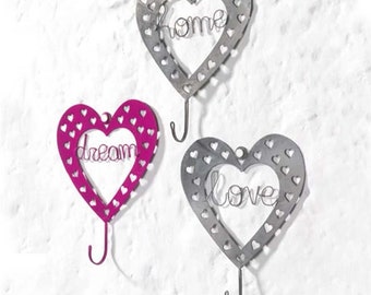 Gancho de pared metálico en forma de corazón / Decoración de comercio justo para la habitación de los niños