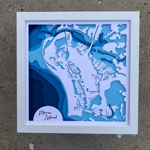 Marco Island Floryda Mapa głębokości topografii batymetrycznej Mapa topograficzna 10"x10" Pudełko cienia Warstwowa tektura