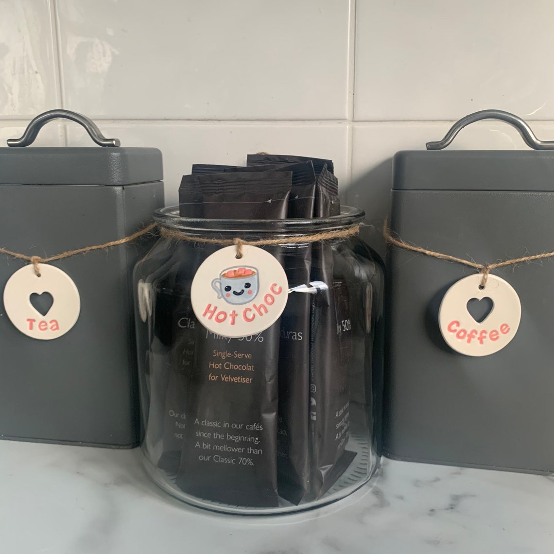 Hot Chocolate Tag Canister Label Hot Choc Jar Container Etsy