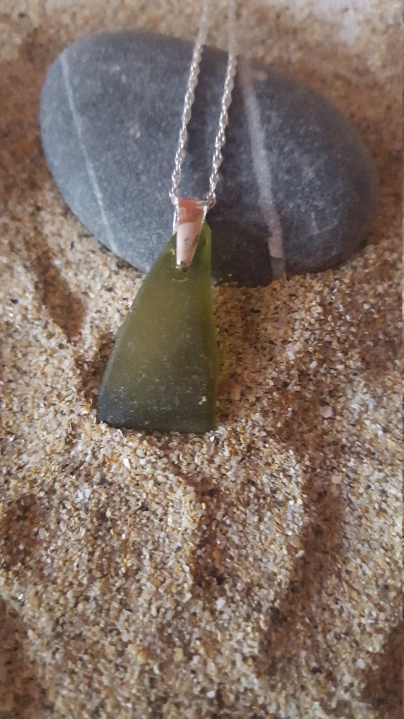 Genuine Green Sea Glass Necklace UK Jewellery Sea Glass Pendant Anglesey