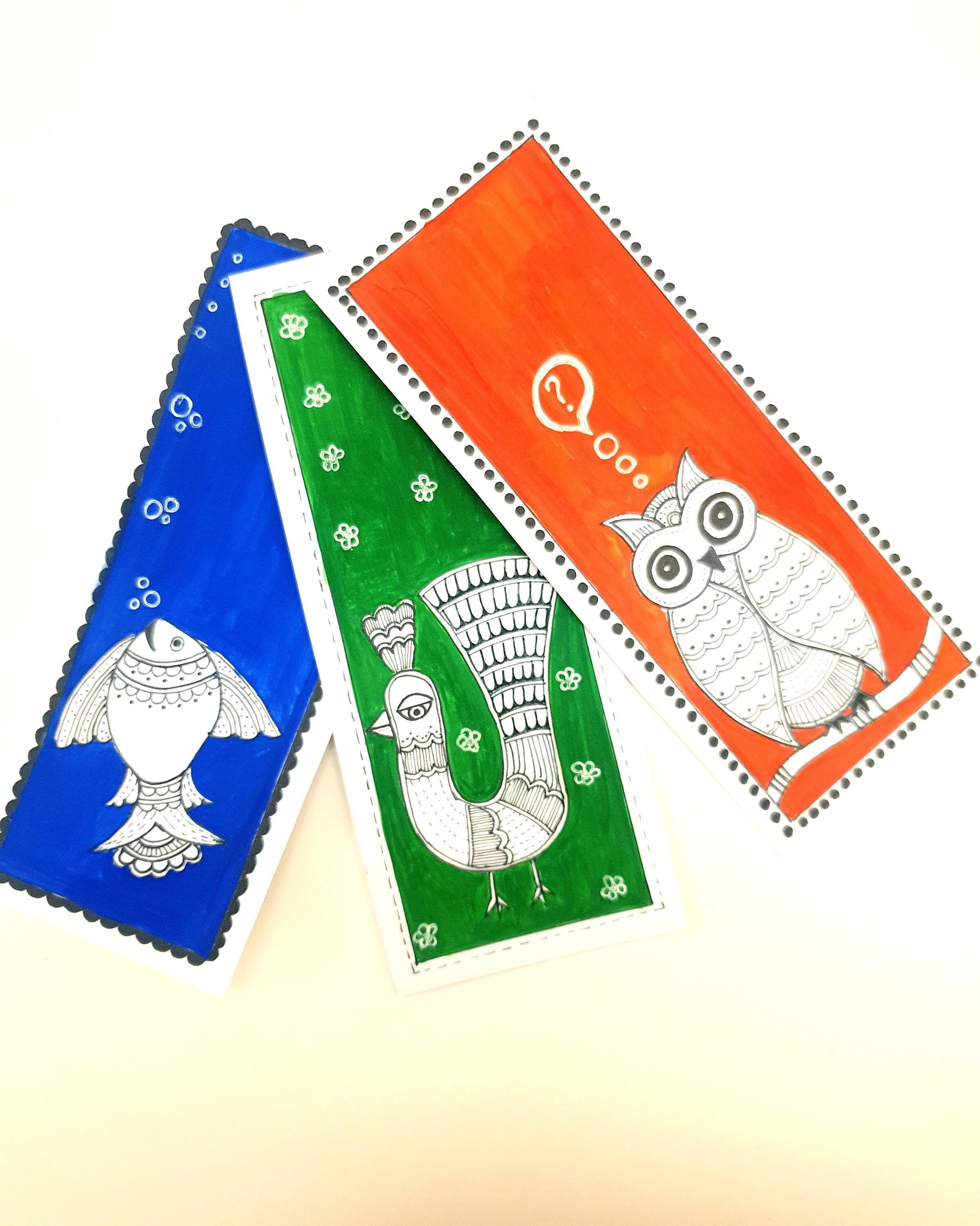 Handpainted madhubani bookmarks set of 3 | Etsy